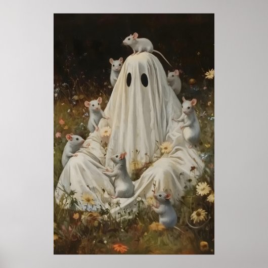 Gothic Ghost und Ratten Botanischer Kunst Druck He Poster (Vorne)