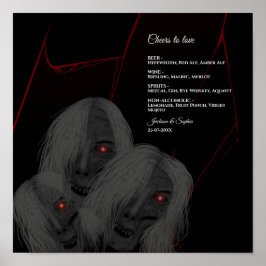 Gothic Ghosts Red White Black Dark Moody Halloween Poster