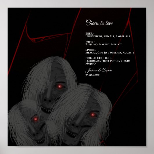 Gothic Ghosts Red White Black Dark Moody Halloween Poster (Vorne)