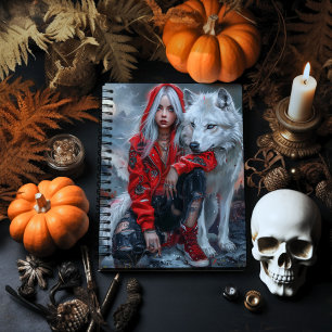 Gothic Girl and Wolf Notizblock
