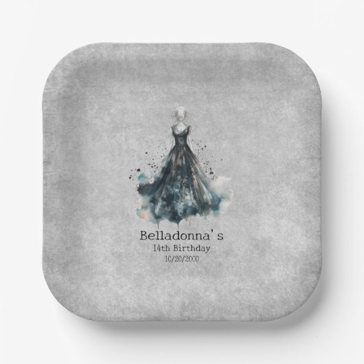 Gothic Girl Birthday Pappteller (Vorderseite)