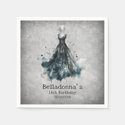 Gothic Girl Birthday Serviette (Vorderseite)