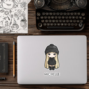 Gothic Girl Cute Girly Anime Cartoon Personalisier Aufkleber