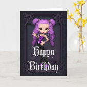 Gothic Girl Design 1 Happy Birthday Card Karte (Gelbe Blume)