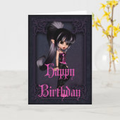 Gothic Girl Design 2 Happy Birthday Card Karte (Gelbe Blume)