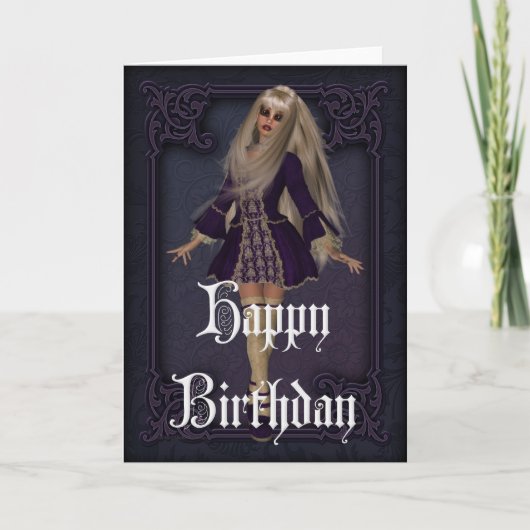 Gothic Girl Design 3 Happy Birthday Card Karte (Vorderseite)