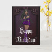 Gothic Girl Design 4 Happy Birthday Card Karte (Gelbe Blume)