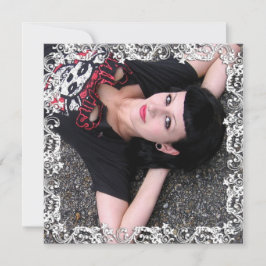 Gothic Girl Foto, "I Liebe You" Tribal Border Card