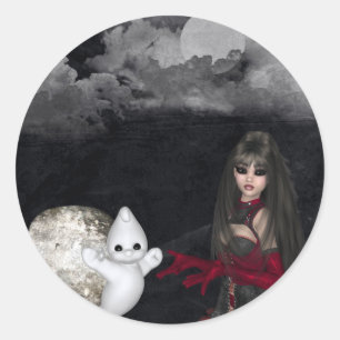Gothic Girl Grabstein & Ghost Blank Stickers