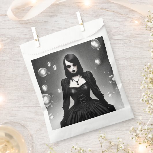 Gothic Girl in Black Dress Halloween Geschenktütchen (Ausgeschnitten)