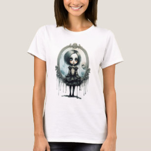 Gothic Girl in Viktorianisch Mirror Halloween T-Shirt
