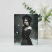 Gothic Girl in winter. Snowing. Postkarte (Stehend Vorderseite)