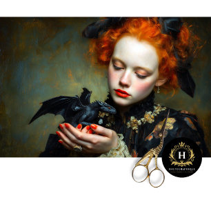 Gothic Girl mit Baby-Schwarzdrache Decoupage-Kunst Seidenpapier