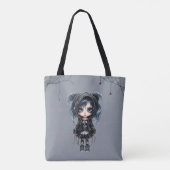 Gothic Girl mit Spinnennetzen und Spinnen Hallowee Tasche (Rückseite)