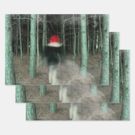 Gothic Girl Modern Black Red Forest Geschenkpapier Set