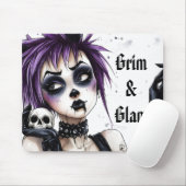 Gothic Girl Portrait - Grim & Glam Mousepad (Mit Mouse)