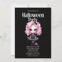 Gothic Girl Pumpkin Pink Horror Halloween-Party