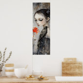 Gothic Girl Raven Rote Rose Poster (Küche)