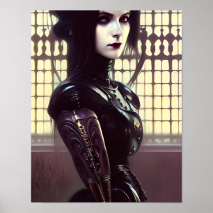 Gothic Girl Steampunk Verschiedene farbige Augen Poster