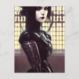 Gothic Girl Steampunk Verschiedene farbige Augen Postkarte