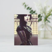 Gothic Girl Steampunk Verschiedene farbige Augen Postkarte (Stehend Vorderseite)