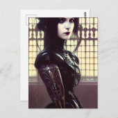Gothic Girl Steampunk Verschiedene farbige Augen Postkarte (Vorne/Hinten)