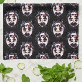Gothic Girl Viktorianisch Mirror Black Halloween Geschirrtuch (Gefaltet)