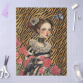 Gothic Girl Vintag Florals & Raven Decoupage Seidenpapier (Basteln)