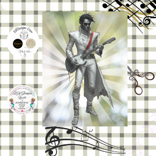 Gothic Gitarrist Vampir Rockstar Dekoupage Seidenpapier