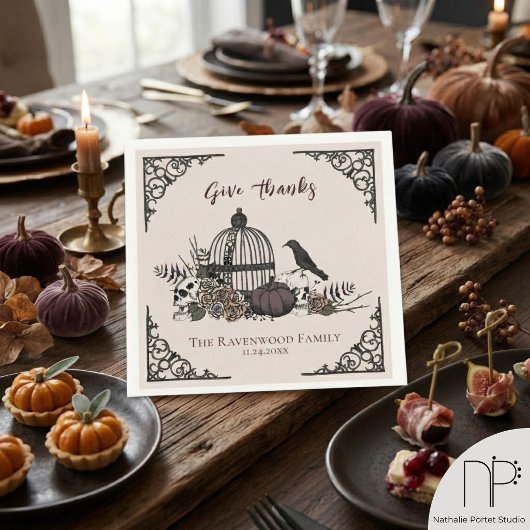 Gothic Give Thanks Vogelkäfig Serviette