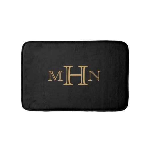 Gothic Glam | Bath Mat | Monogramm | Schwarz Badematte (Vorderseite)