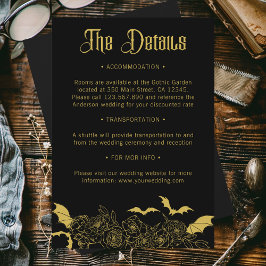 Gothic Glam Black Gold Hochzeitsdetails Begleitkarte