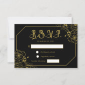 Gothic Glam Black Gold Wedding RSVP Enclosure Card (Vorderseite)