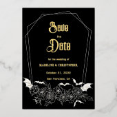 Gothic Glam Black Wedding Save the Date Folieneinladung (Vorderseite)