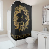 Gothic Glam | Duschvorhang | Gold Skull Monogram (Beispiel)