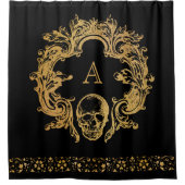 Gothic Glam | Duschvorhang | Gold Skull Monogram (Vorderseite)