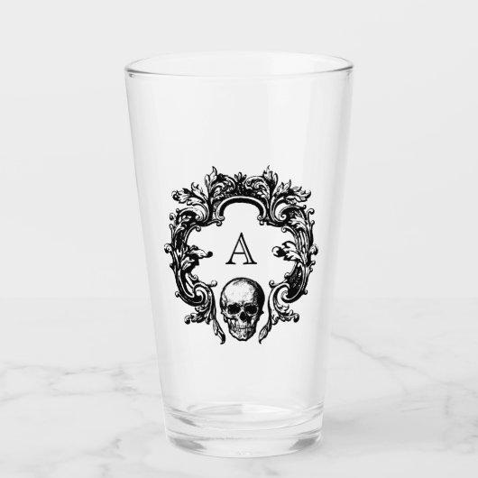Gothic Glam | Glas | Schwarze Monogramm (Vorderseite)