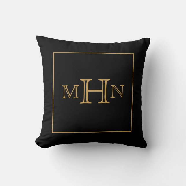 Gothic Glam | Kissen | Monogramm | Schwarz (Vorderseite)