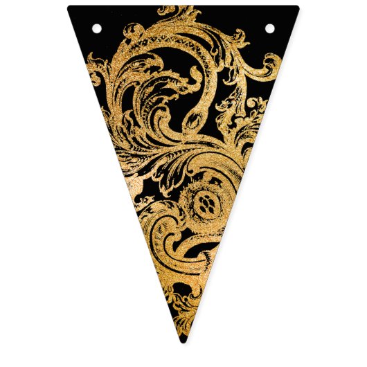 Gothic Glam | Monogram Bunting Flags | Schwarz Wimpelkette (Erste Fahne)
