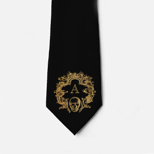 Gothic Glam   Neck Tie   Monogramm   Schwarz Krawatte
