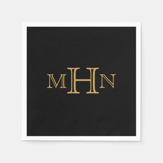 Gothic Glam | Paper Napkins | Gold Monogram Serviette (Vorderseite)