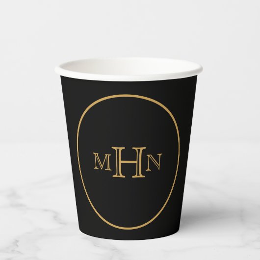 Gothic Glam | Papier-Cup | Monogramm | Schwarz Pappbecher (Vorderseite)