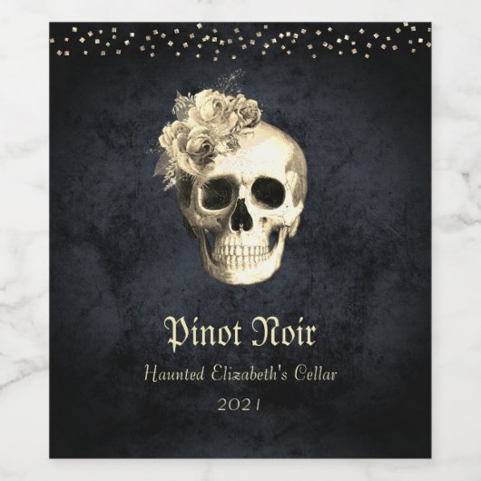Gothic Glam Party Skull Weinetikett (Einzelnes Label)
