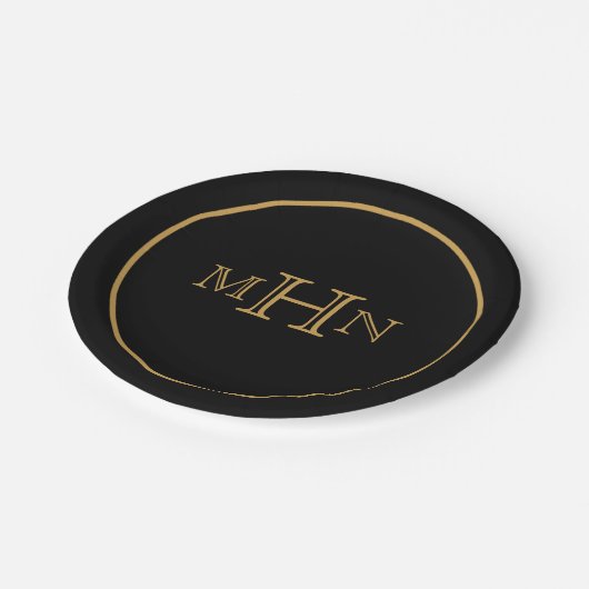 Gothic Glam | Plättchen | Papier | Monogramm | Sch Pappteller (Schrägansicht)