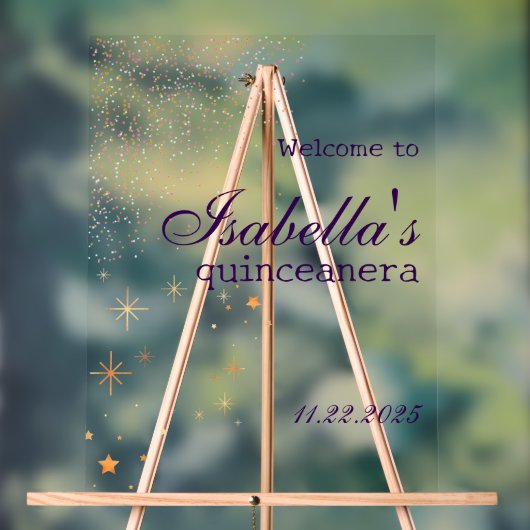 Gothic Glam Quince Glitzer lila Akryllisches Zeich Acrylschild (Neutral)