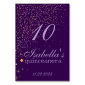 Gothic Glam Quince lila Glitzer Tischnummer (Vorderseite)