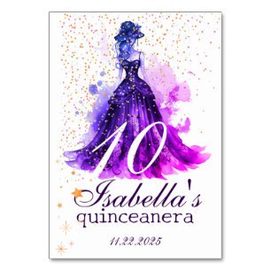 Gothic Glam Quince lila Kleid Glitter Tischnummer