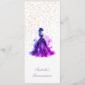 Gothic Glam Quince lila Programm Quinceañera (Rückseite)