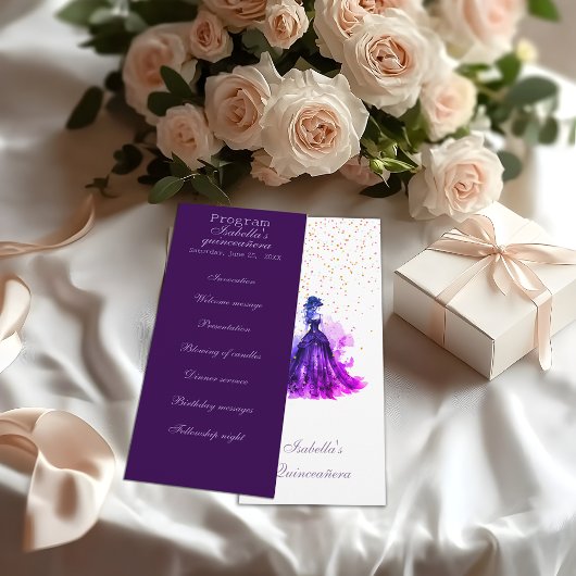 Gothic Glam Quince lila Programm Quinceañera