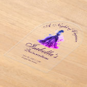 Gothic Glam Ruhiges Aquarell lila Kleid Acryleinladungen (Ablage )